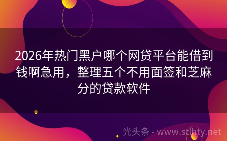 2026年热门黑户哪个网贷平台能借到钱啊急用，整理五个不用面签和芝麻分的贷款软件