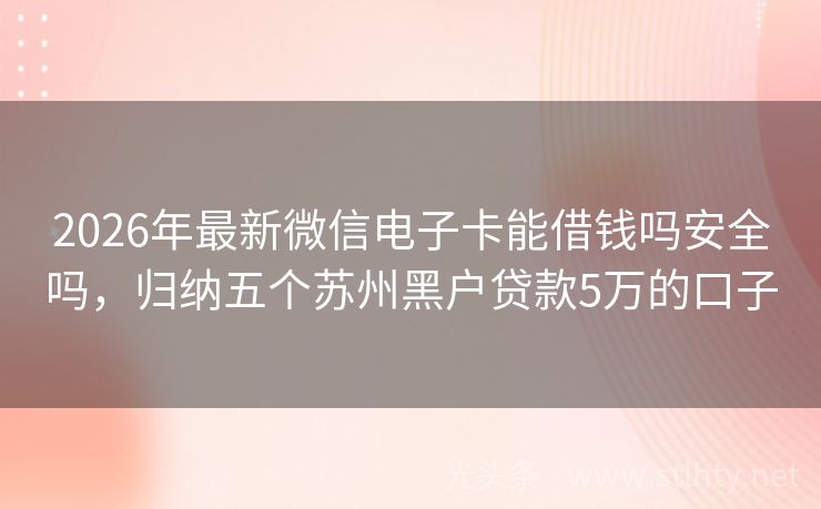2026年最新微信电子卡能借钱吗安全吗，归纳五个苏州黑户贷款5万的口子