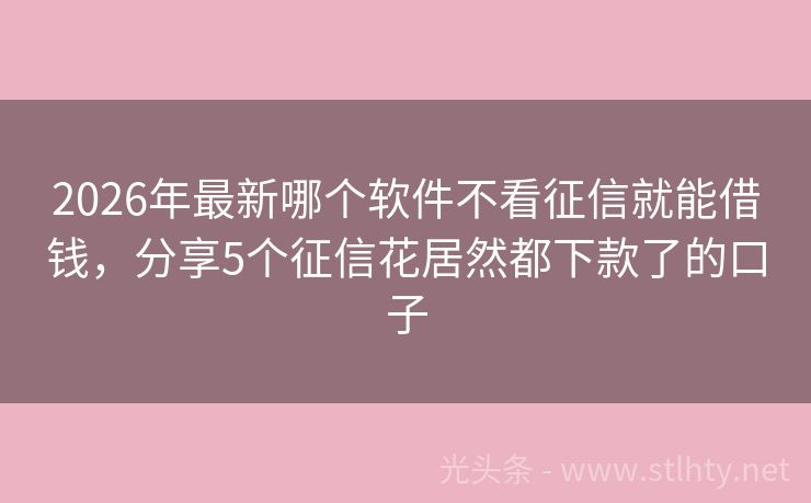 2026年最新哪个软件不看征信就能借钱，分享5个征信花居然都下款了的口子