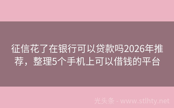 征信花了在银行可以贷款吗2026年推荐，整理5个手机上可以借钱的平台