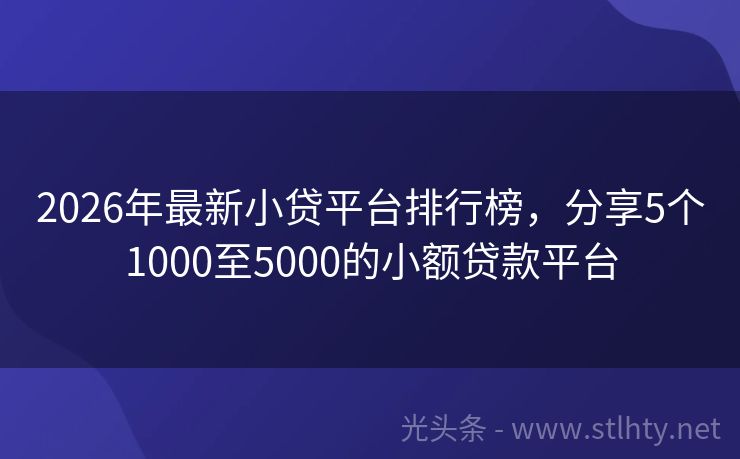 2026年最新小贷平台排行榜，分享5个1000至5000的小额贷款平台