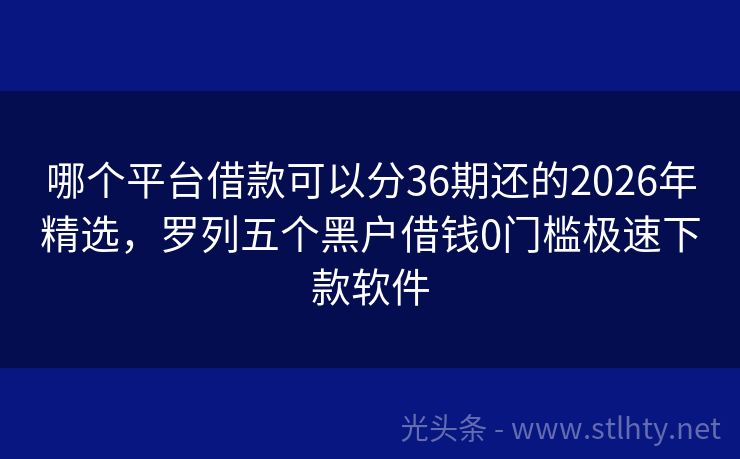 哪个平台借款可以分36期还的2026年精选，罗列五个黑户借钱0门槛极速下款软件