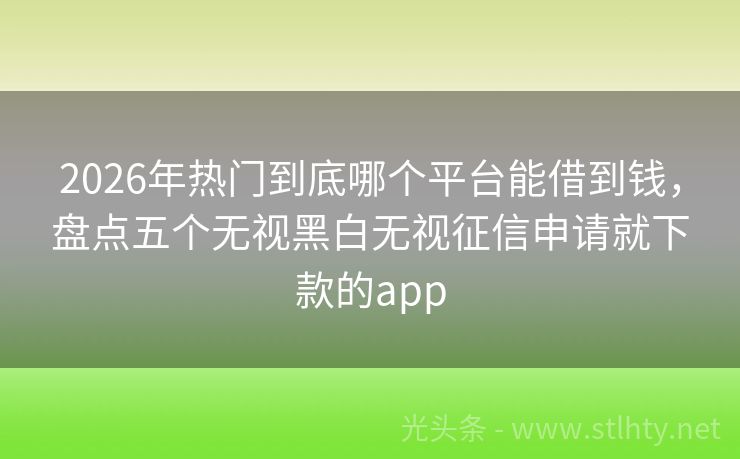 2026年热门到底哪个平台能借到钱，盘点五个无视黑白无视征信申请就下款的app
