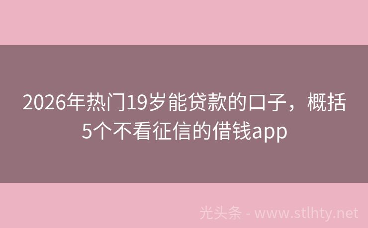 2026年热门19岁能贷款的口子，概括5个不看征信的借钱app