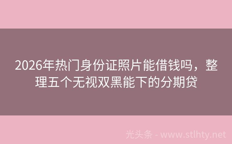 2026年热门身份证照片能借钱吗，整理五个无视双黑能下的分期贷