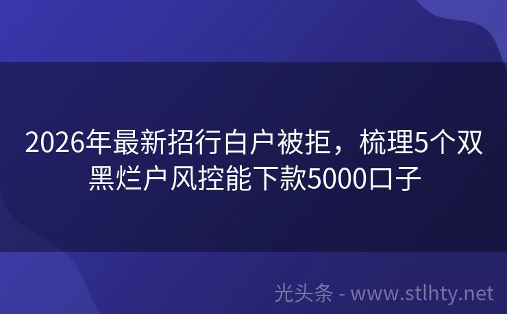 2026年最新招行白户被拒，梳理5个双黑烂户风控能下款5000口子