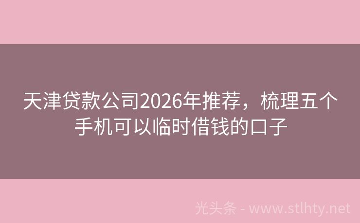 天津贷款公司2026年推荐，梳理五个手机可以临时借钱的口子