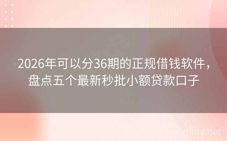 2026年可以分36期的正规借钱软件，盘点五个最新秒批小额贷款口子
