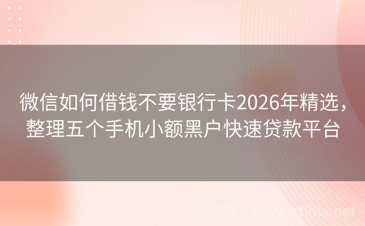 微信如何借钱不要银行卡2026年精选，整理五个手机小额黑户快速贷款平台