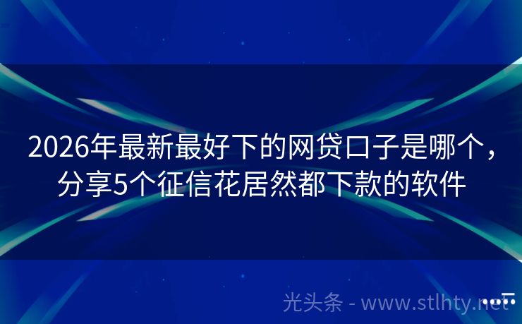 2026年最新最好下的网贷口子是哪个，分享5个征信花居然都下款的软件