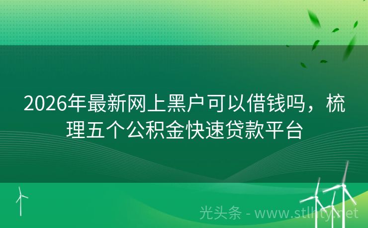 2026年最新网上黑户可以借钱吗，梳理五个公积金快速贷款平台