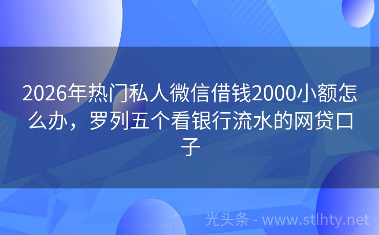 2026年热门私人微信借钱2000小额怎么办，罗列五个看银行流水的网贷口子