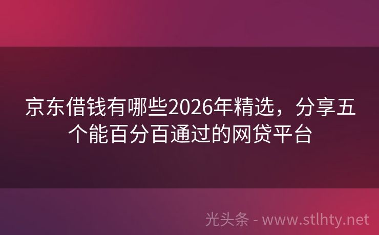 京东借钱有哪些2026年精选，分享五个能百分百通过的网贷平台