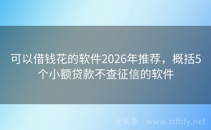 可以借钱花的软件2026年推荐，概括5个小额贷款不查征信的软件