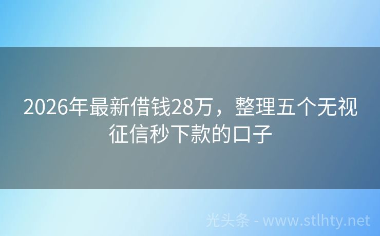 2026年最新借钱28万，整理五个无视征信秒下款的口子