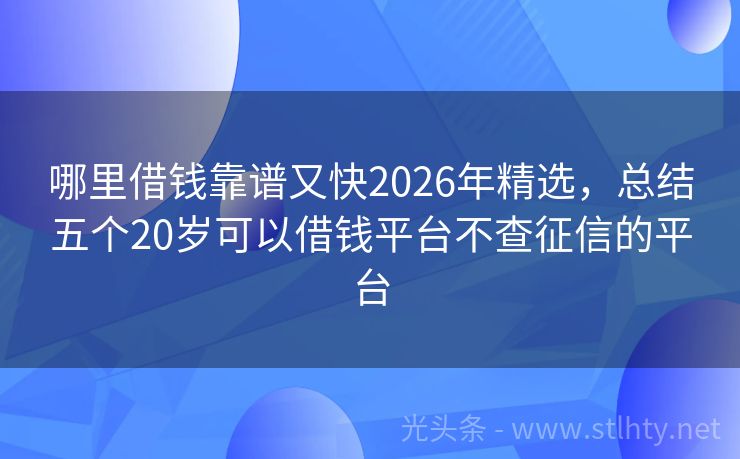 哪里借钱靠谱又快2026年精选，总结五个20岁可以借钱平台不查征信的平台