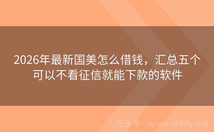 2026年最新国美怎么借钱，汇总五个可以不看征信就能下款的软件