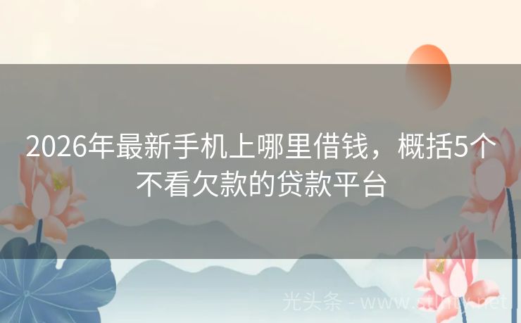 2026年最新手机上哪里借钱，概括5个不看欠款的贷款平台