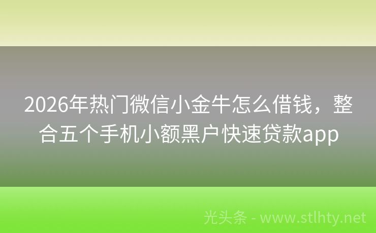 2026年热门微信小金牛怎么借钱，整合五个手机小额黑户快速贷款app