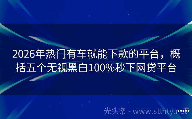 2026年热门有车就能下款的平台，概括五个无视黑白100%秒下网贷平台