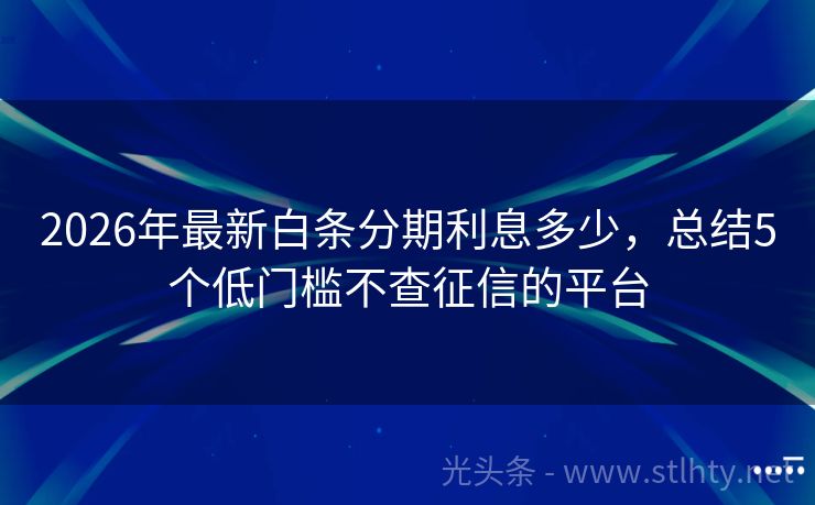 2026年最新白条分期利息多少，总结5个低门槛不查征信的平台