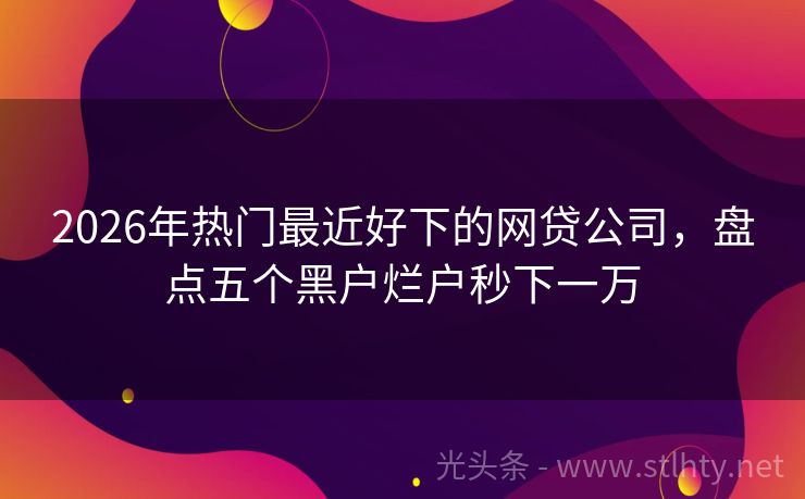 2026年热门最近好下的网贷公司，盘点五个黑户烂户秒下一万