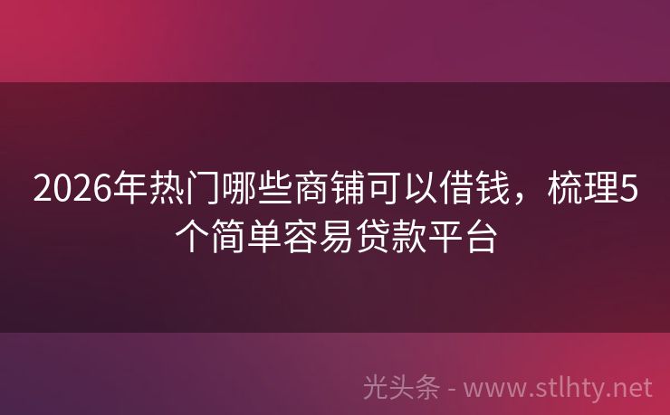 2026年热门哪些商铺可以借钱，梳理5个简单容易贷款平台
