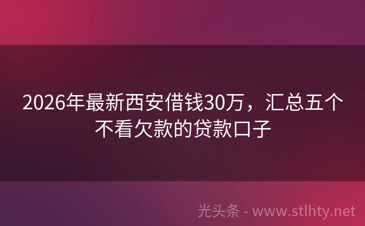 2026年最新西安借钱30万，汇总五个不看欠款的贷款口子