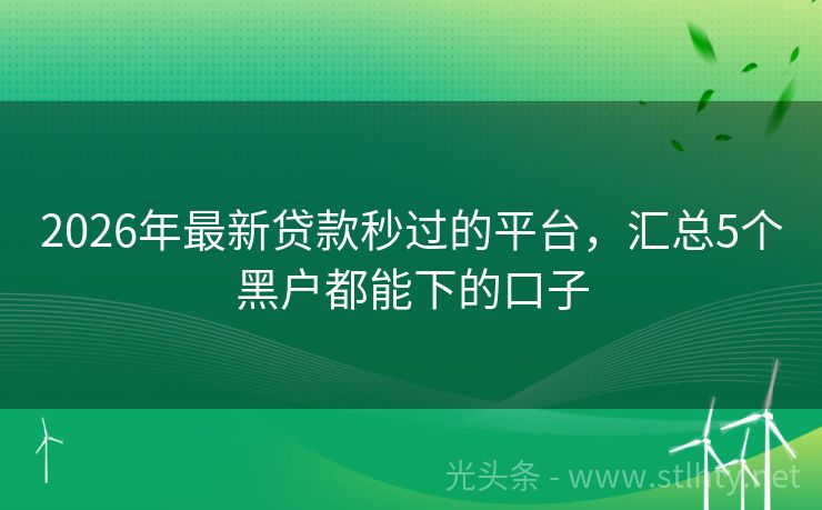 2026年最新贷款秒过的平台，汇总5个黑户都能下的口子