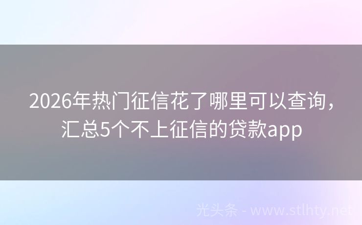 2026年热门征信花了哪里可以查询，汇总5个不上征信的贷款app