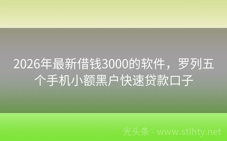 2026年最新借钱3000的软件，罗列五个手机小额黑户快速贷款口子