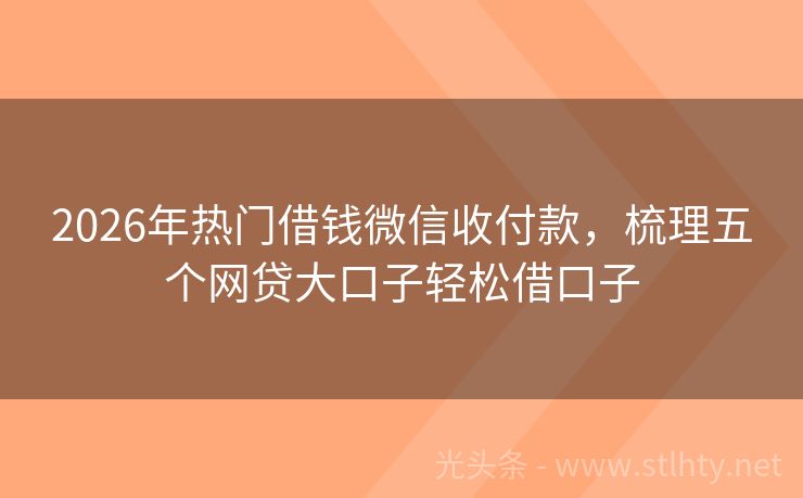 2026年热门借钱微信收付款，梳理五个网贷大口子轻松借口子