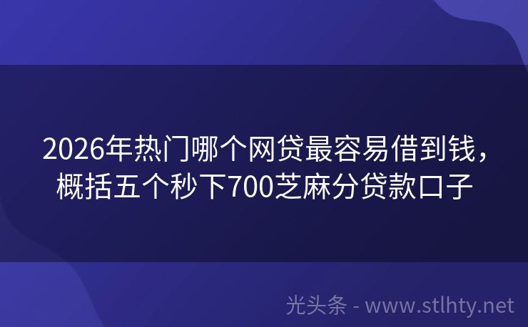 2026年热门哪个网贷最容易借到钱，概括五个秒下700芝麻分贷款口子