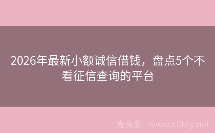2026年最新小额诚信借钱，盘点5个不看征信查询的平台