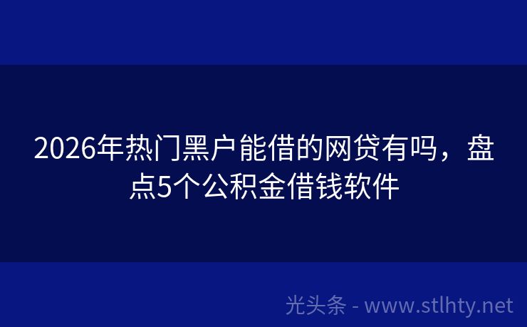 2026年热门黑户能借的网贷有吗，盘点5个公积金借钱软件
