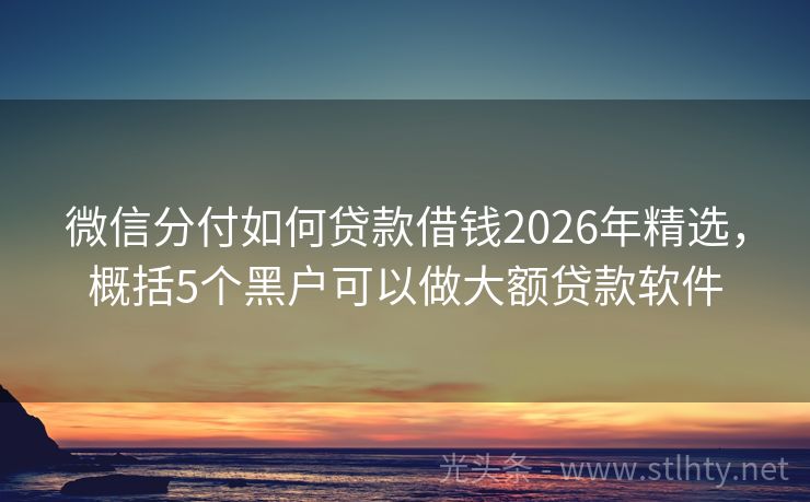 微信分付如何贷款借钱2026年精选，概括5个黑户可以做大额贷款软件