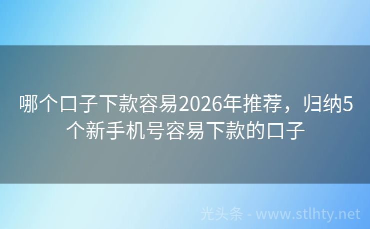 哪个口子下款容易2026年推荐，归纳5个新手机号容易下款的口子