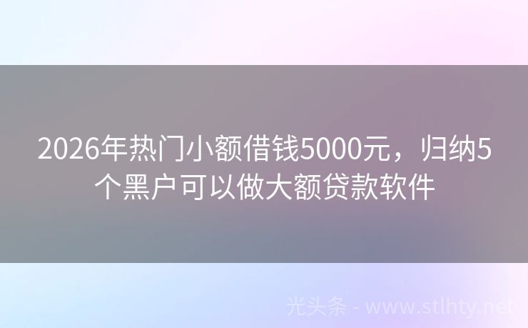 2026年热门小额借钱5000元，归纳5个黑户可以做大额贷款软件