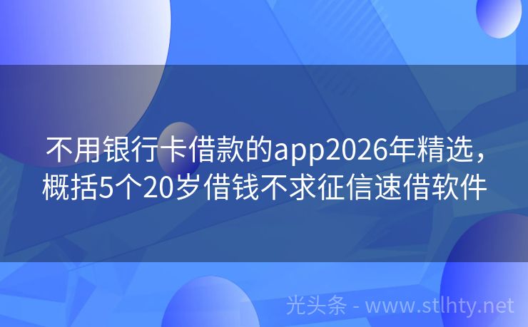 不用银行卡借款的app2026年精选，概括5个20岁借钱不求征信速借软件