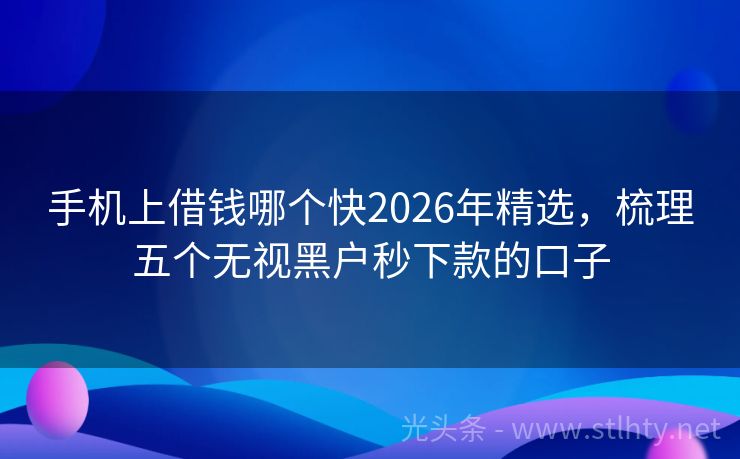 手机上借钱哪个快2026年精选，梳理五个无视黑户秒下款的口子