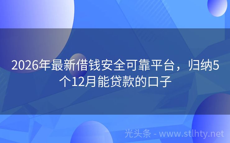 2026年最新借钱安全可靠平台，归纳5个12月能贷款的口子