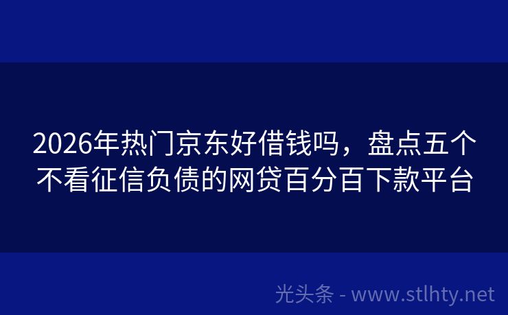 2026年热门京东好借钱吗，盘点五个不看征信负债的网贷百分百下款平台