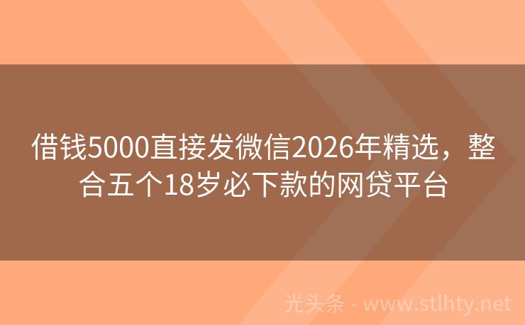 借钱5000直接发微信2026年精选，整合五个18岁必下款的网贷平台
