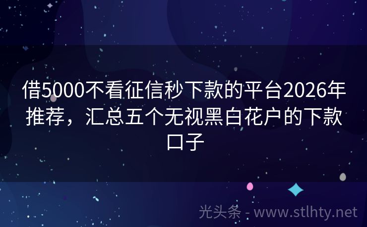 借5000不看征信秒下款的平台2026年推荐，汇总五个无视黑白花户的下款口子