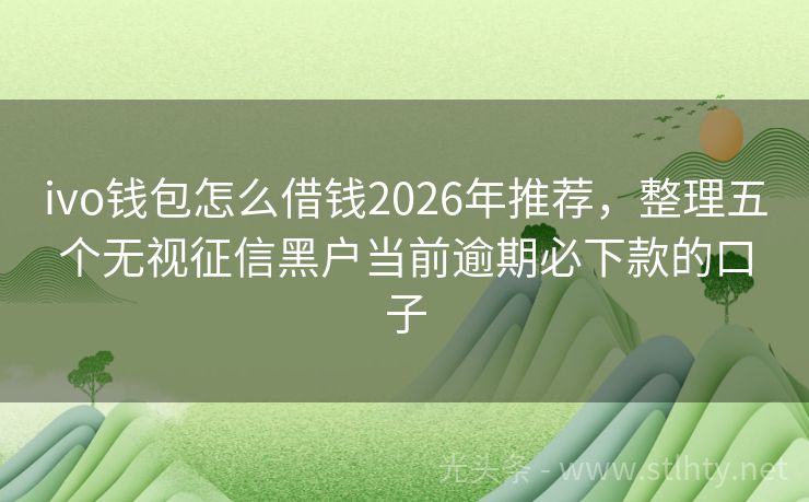 ivo钱包怎么借钱2026年推荐，整理五个无视征信黑户当前逾期必下款的口子