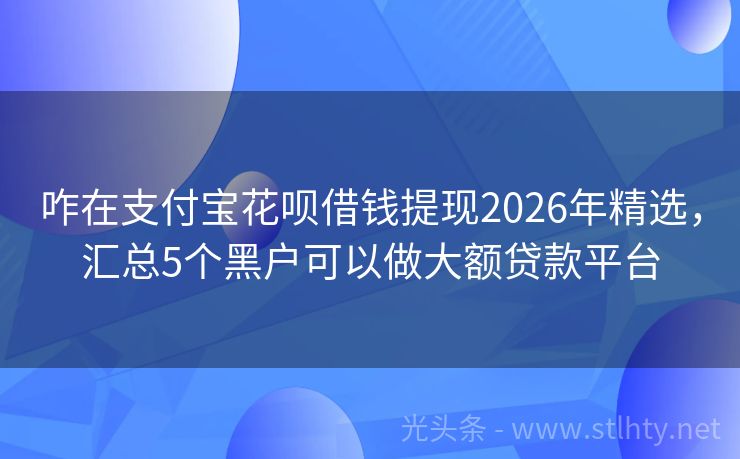 咋在支付宝花呗借钱提现2026年精选，汇总5个黑户可以做大额贷款平台