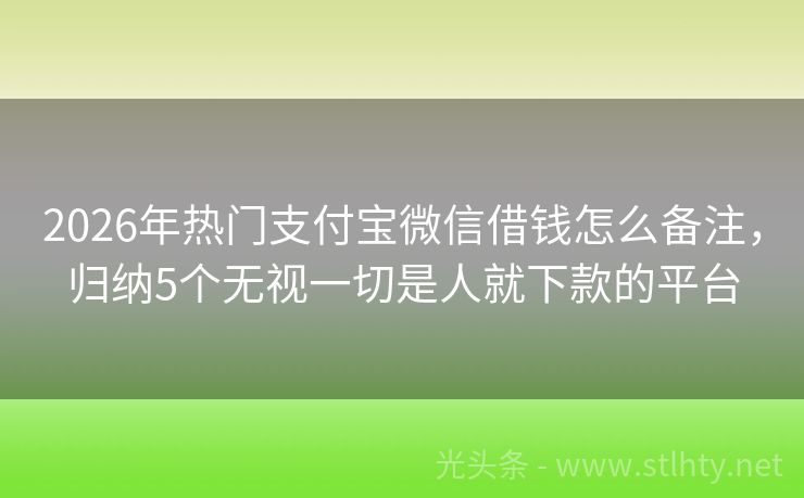 2026年热门支付宝微信借钱怎么备注，归纳5个无视一切是人就下款的平台