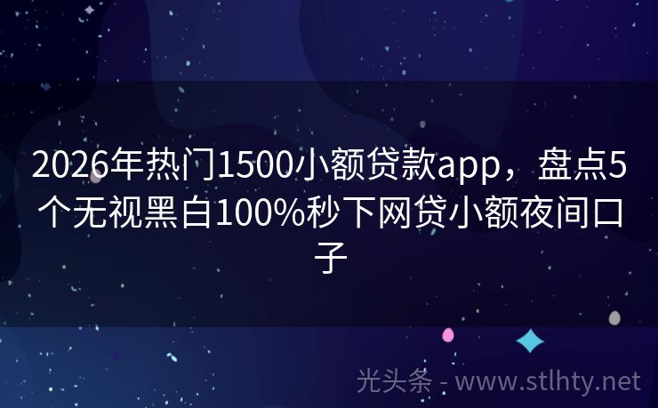 2026年热门1500小额贷款app，盘点5个无视黑白100%秒下网贷小额夜间口子