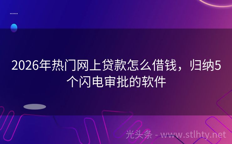 2026年热门网上贷款怎么借钱，归纳5个闪电审批的软件