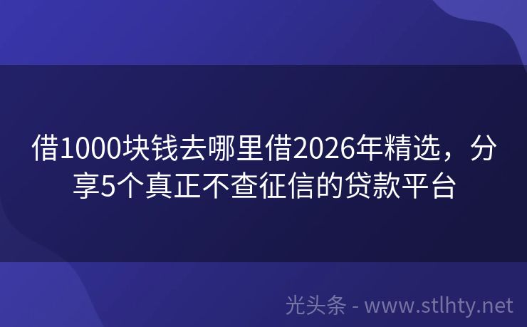 借1000块钱去哪里借2026年精选，分享5个真正不查征信的贷款平台